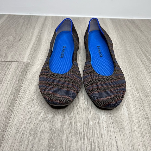 Rothy’s Sapphire Zebra Square Toe Ballet Flat Animal Print Shoes Size 9.5 - Picture 5 of 9